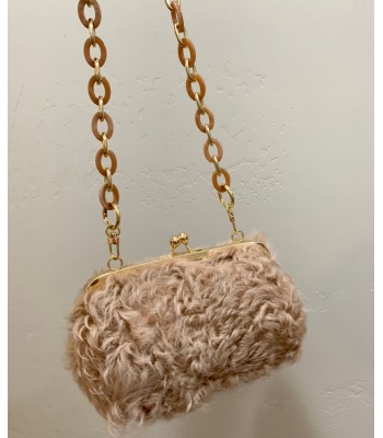 Light brown curly plush bag