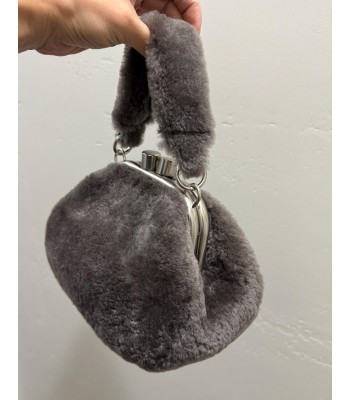 Dark grey plush bag with...
