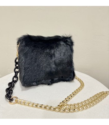 Black chain plush bag