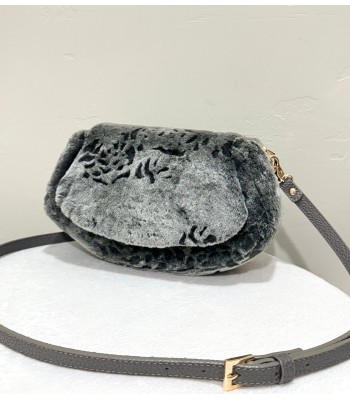Dark gray plush bag with...