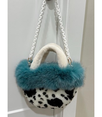Plush bag with cow pattern...