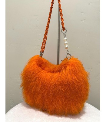 Orange Half-Moon Plush Bag