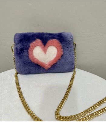Purple Plush Bag with Pink...