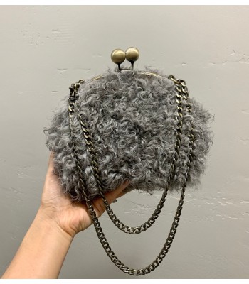 Gray Curly Plush Bag
